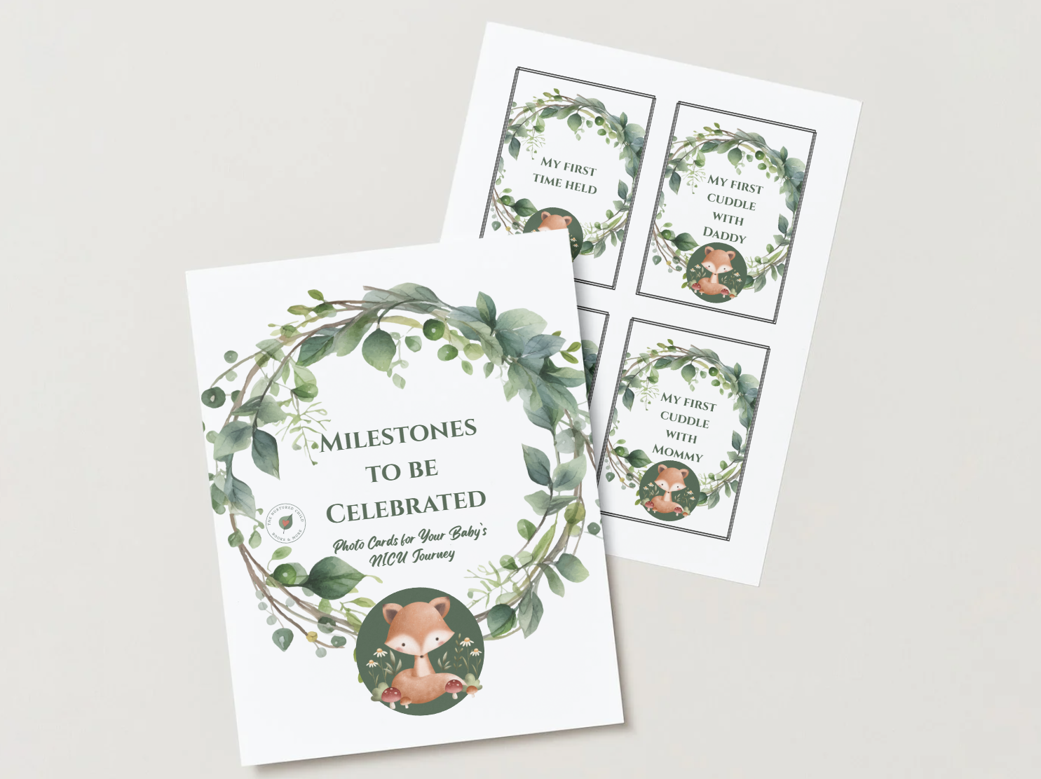 Woodland Fox 60 NICU Milestone Photo Cards