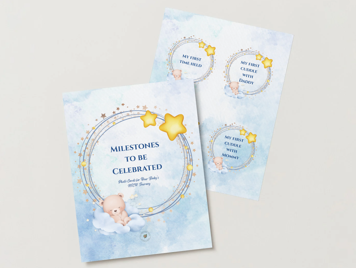 Celestial Bear 60 NICU Milestone Photo Cards
