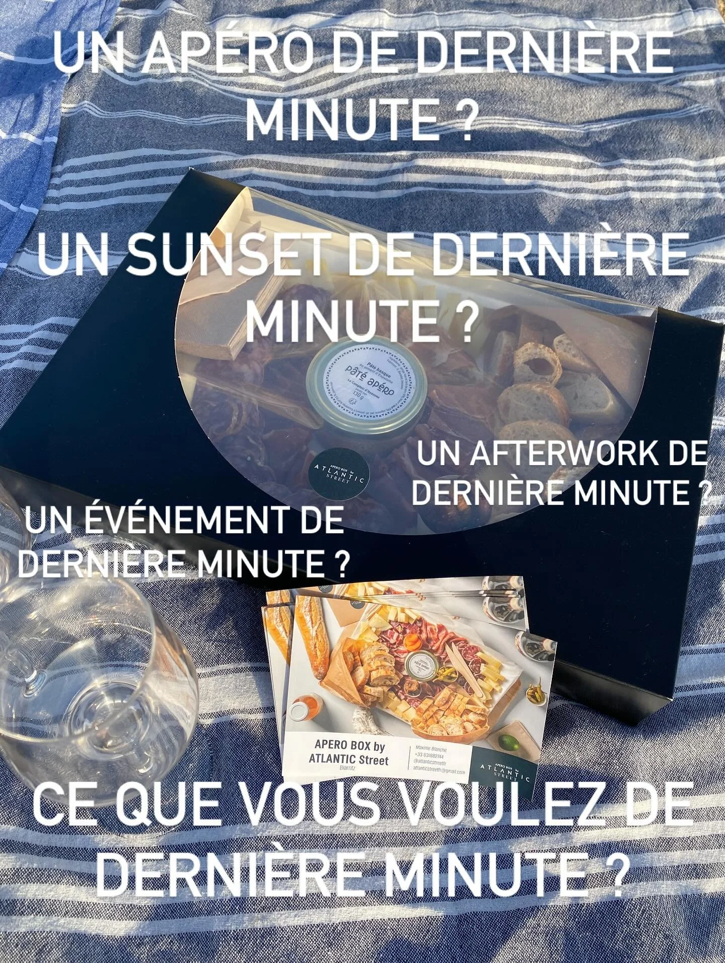 Parce qu&rsquo;on aime tous l&rsquo;ap&eacute;ro, et qu&rsquo;il y a mille occasions d&rsquo;en partager un et parfois m&ecirc;me deux par jour ! 

Pensez &agrave; l&rsquo;Apero Box by Atlantic Street. Disponible du jeudi au samedi (et bient&ocirc;t 