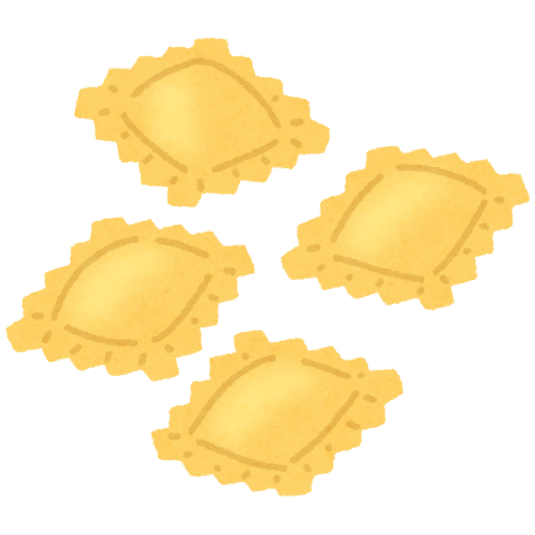 Four chips of fried snack, possibly cheese or potato chips, arranged in a scattered pattern.