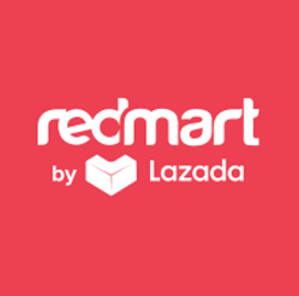 Redmart by Lazada logo on a red background