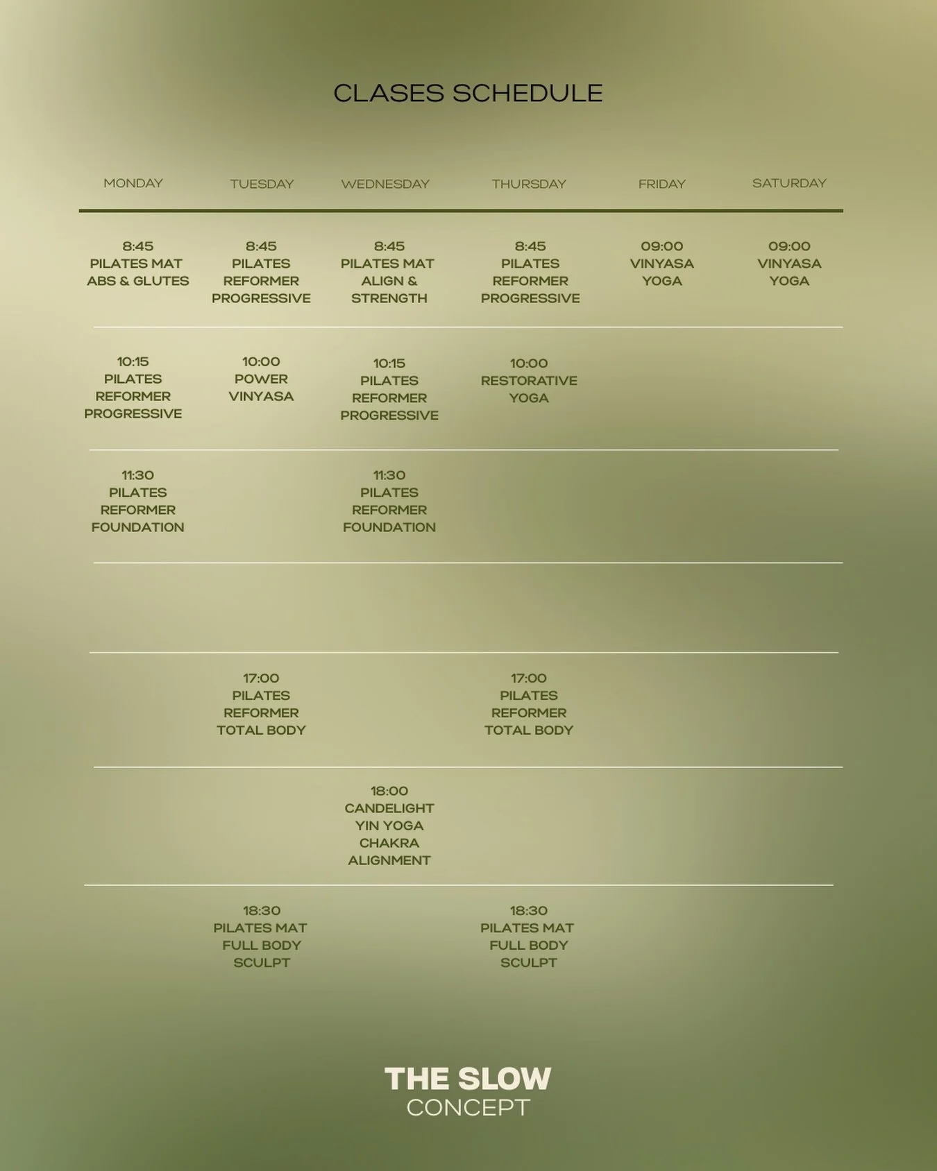 Here&rsquo;s what&rsquo;s flowing at The Slow Concept this week ✨

Reformer.
Mat.
Strength.
Recovery.
Balance.

Every class designed to make you feel stronger, clearer, more connected.

And to our yogis&hellip;
Save the date.

Sunday 1.03 &mdash; 17: