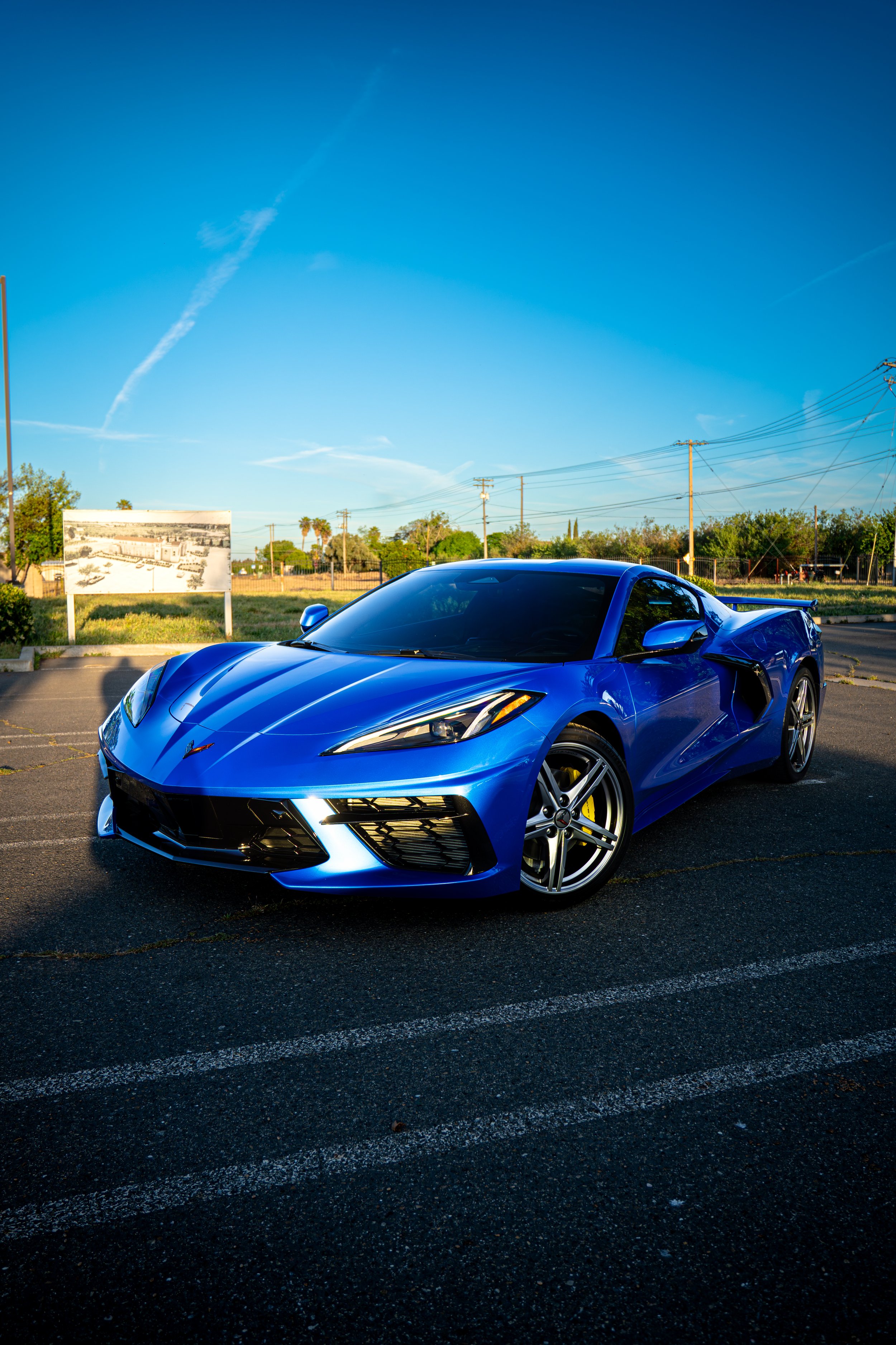 A blue corvette after being ceramic coated and paint corrected