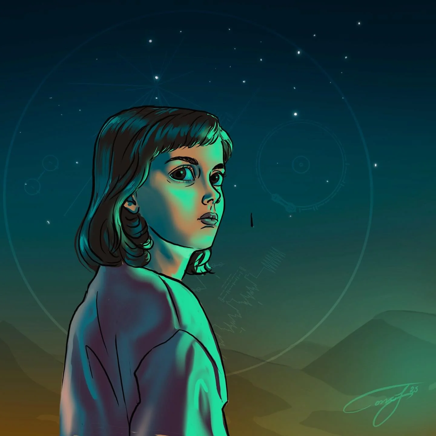 Just watched the beautiful and thought-provoking German mini-series The Signal on Netflix, and felt like making a little portrait of Charlie &ndash; she&rsquo;s just incredibly cute ❤️👁️🪐
Also had fun playing around with different lighting combos.

