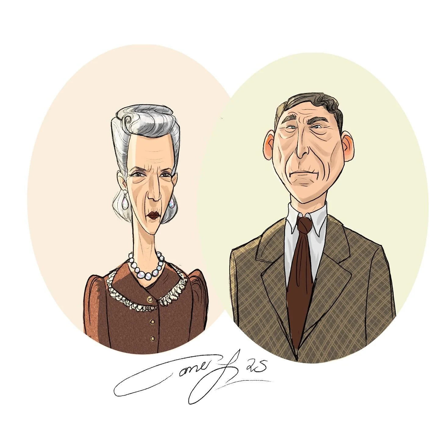 Matriarch &amp; Patriarch. #characterconcept #1950s #couple #characterdesign #illustration