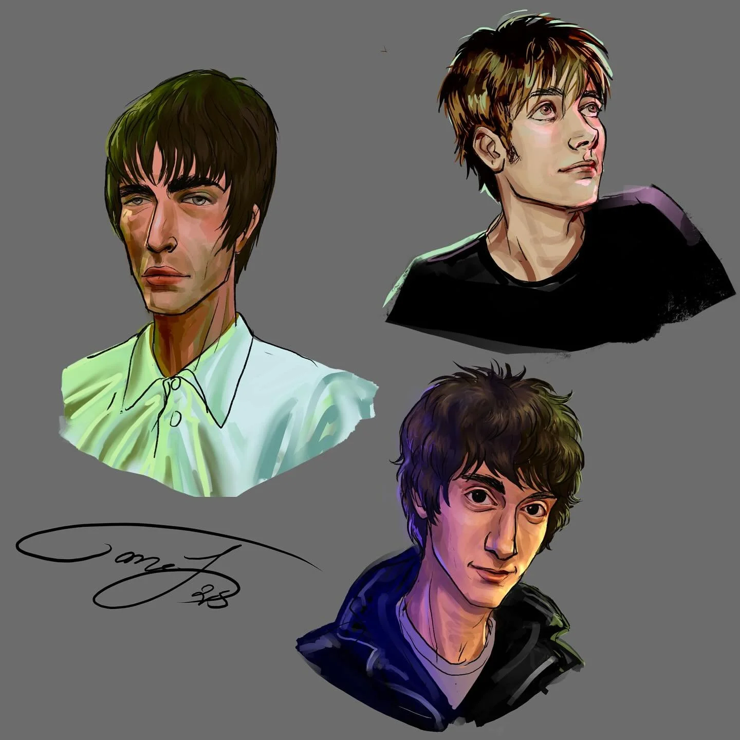 Britpop-dudes!😎 #portrait #illustration #damonalbarn #alexturner #liamgallagher #blur #arcticmonkeys #oasis