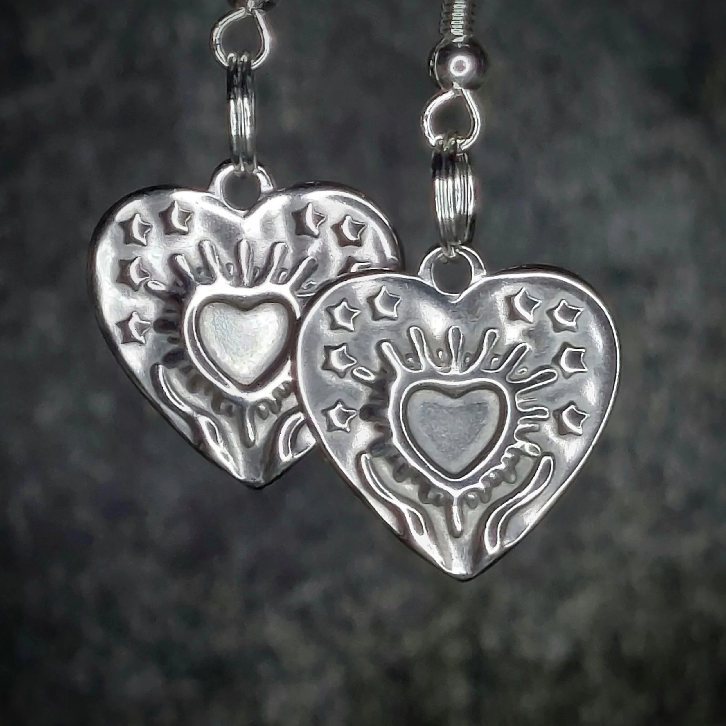 Tibetan Silver Heart Earrings