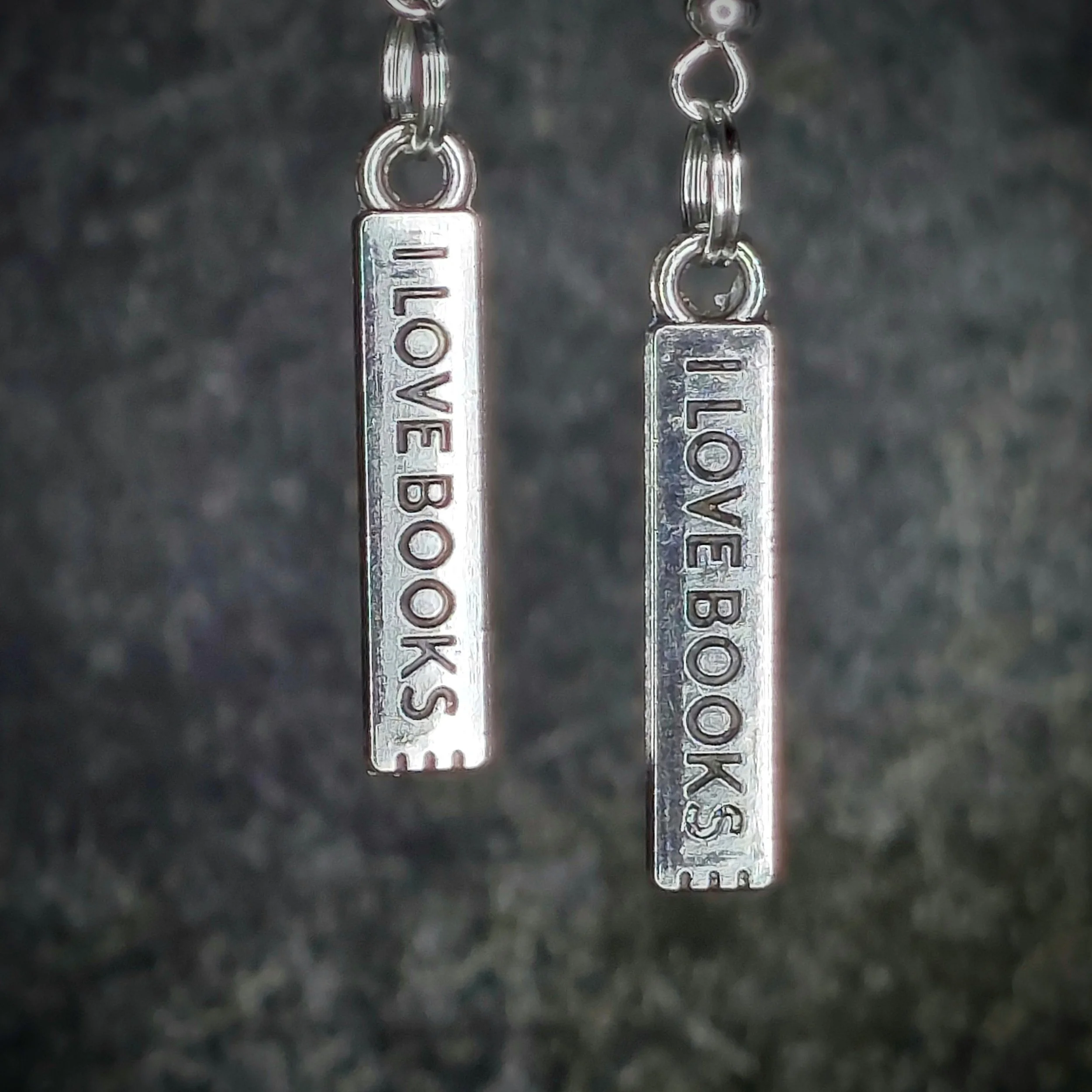 'I Love Books' Elegant Tibetan Silver Earrings