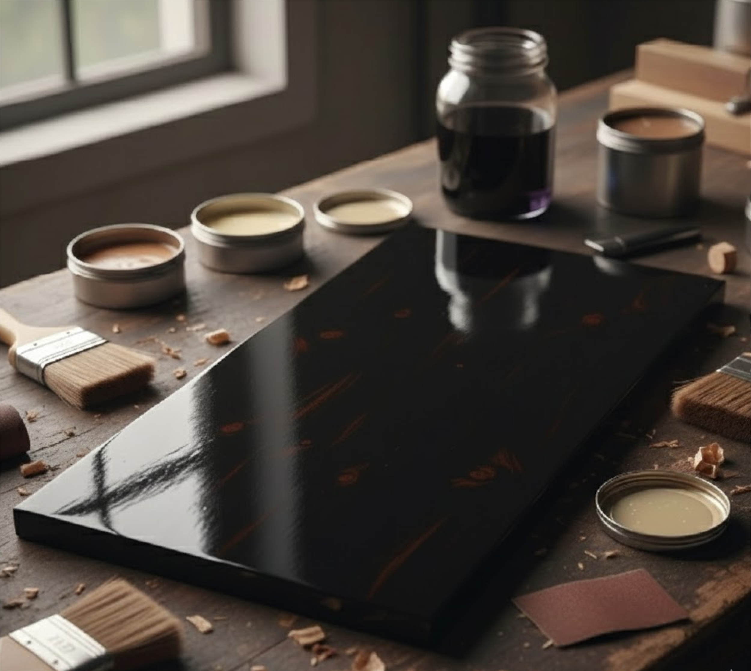 acabado de madera con laca brillante