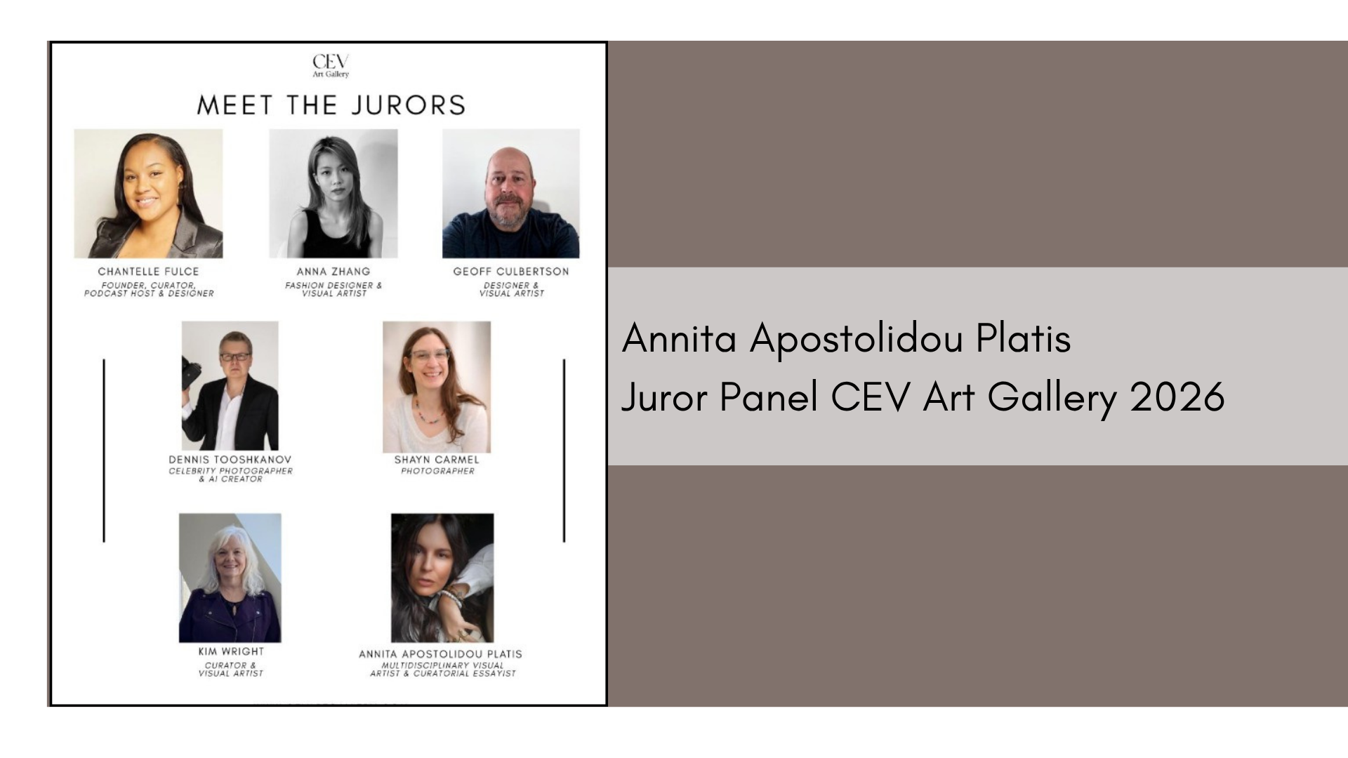 Annita Apostolidou Platis Joins Juror Panel of CEV Art Gallery (2026)