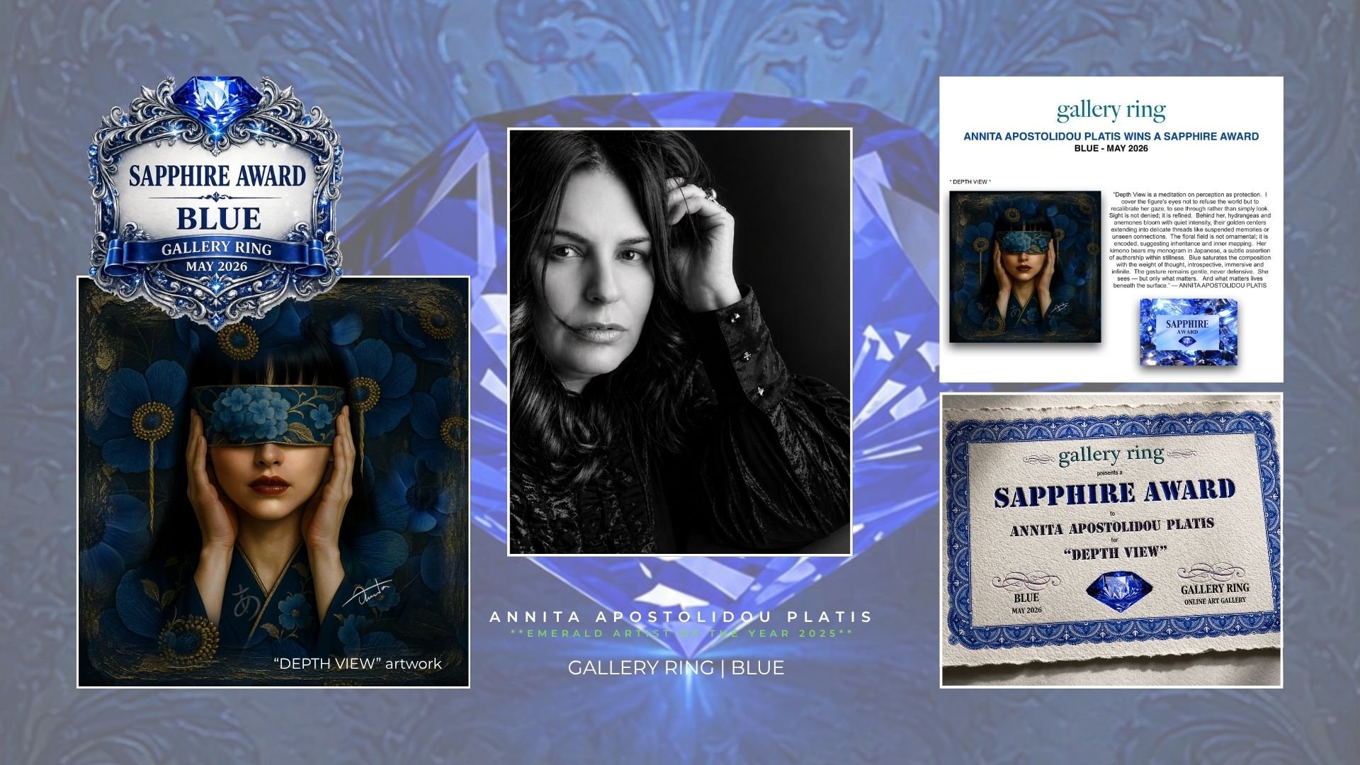 Annita Apostolidou Platis Receives Sapphire Award for Depth View at BLUE International Juried Exhibition 2026 | Gallery Ring