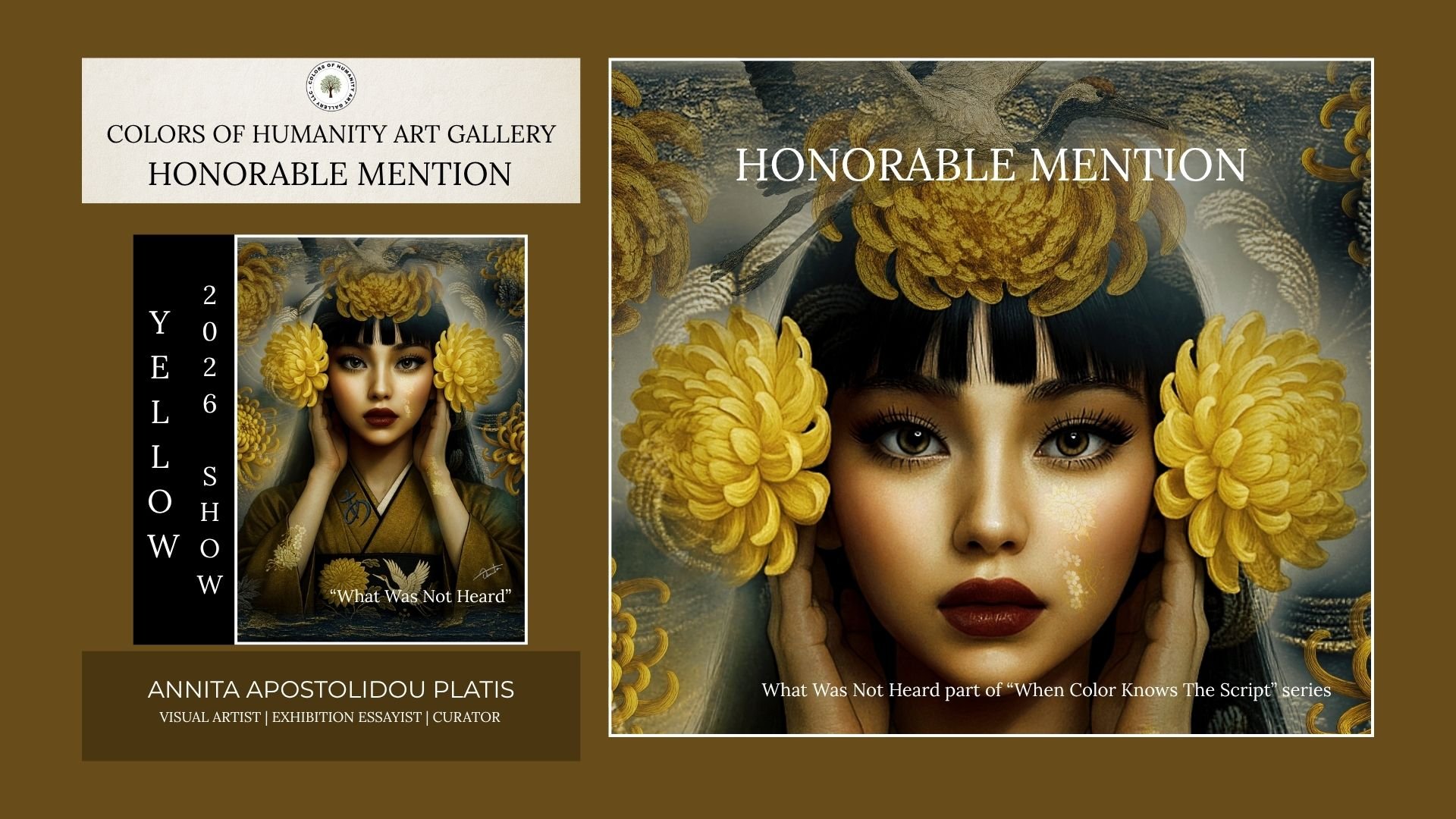 Honorable Mention for What Was Not Heard – Yellow Show 2026, Colors of Humanity Art Gallery