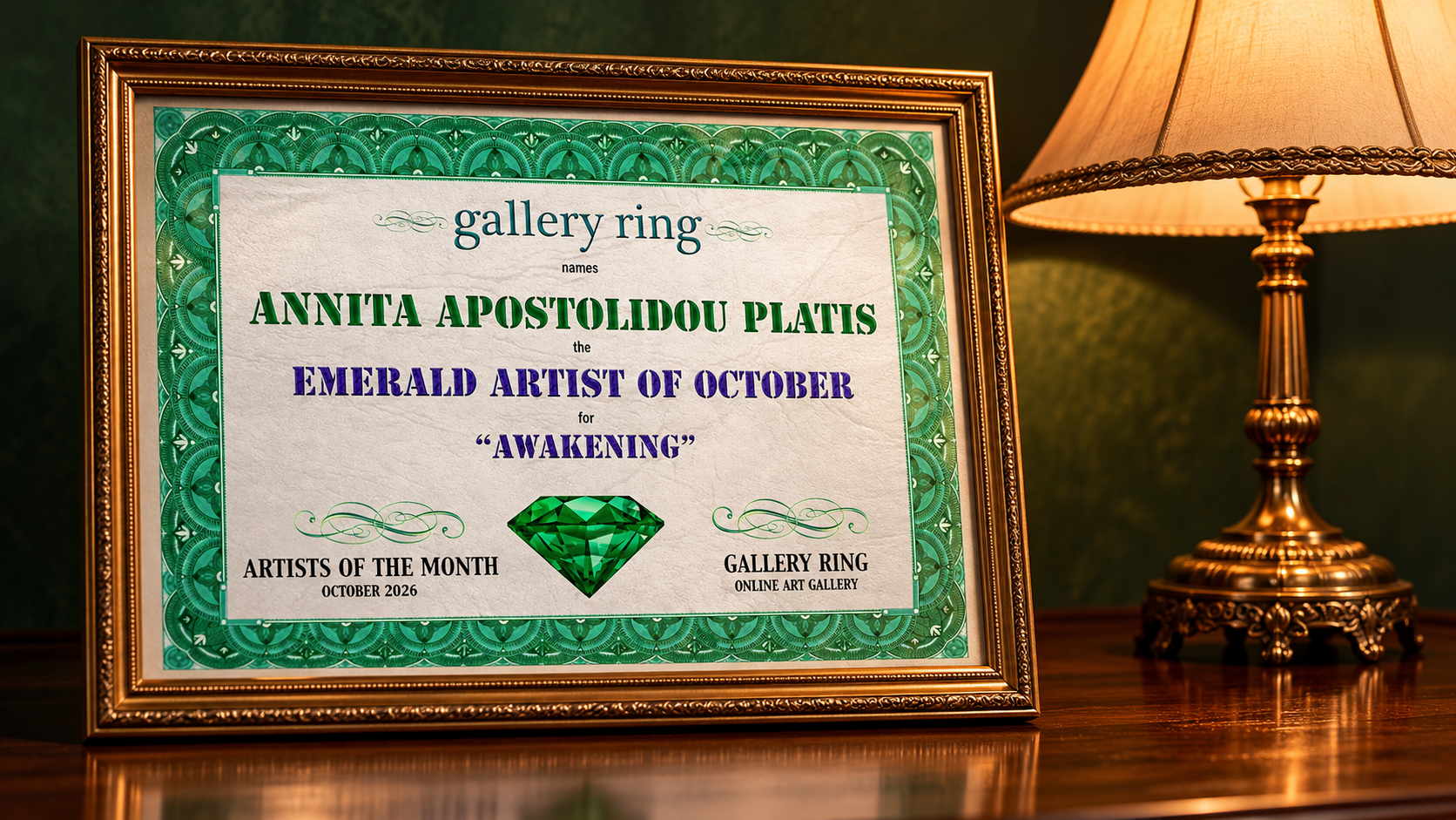 Emerald Artist of October 2026 | Annita Apostolidou Platis – Gallery Ring