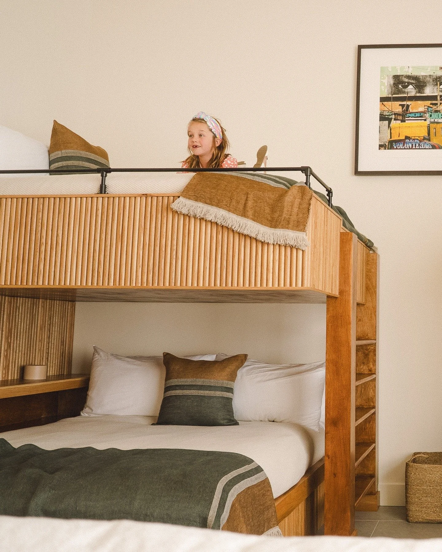 A room they won&rsquo;t forget. Built to fit the whole crew, the Bunk Room has four custom wood queen beds dressed in @libecobelgianlinen, surfboard racks, and plenty of space to hang out.

Book the trip at the link in bio.