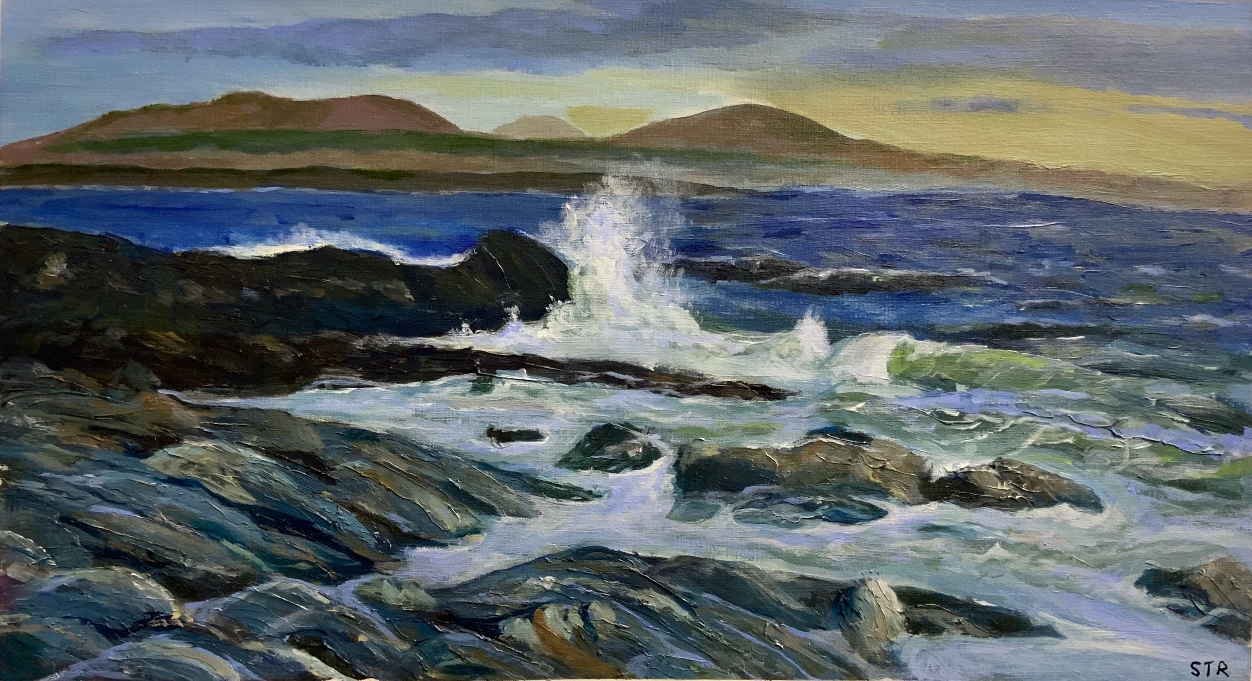 [G08} Grogport Beach No.3 (Original, Media: Acrylic, Surface:  paper  H: 23.5 cm W: 42cm.  £90