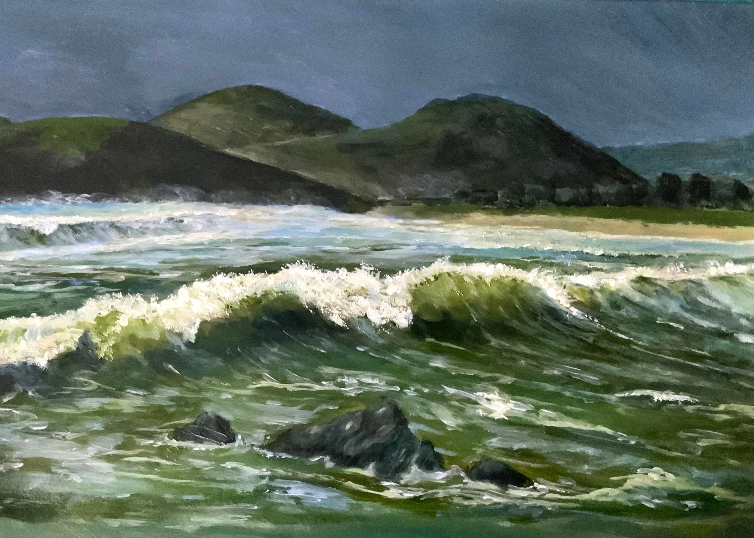 [C47] Winter Strom, Carradale Bay (Media: Acrylic, Surface: Paper 29.7x42.0 cm) £120