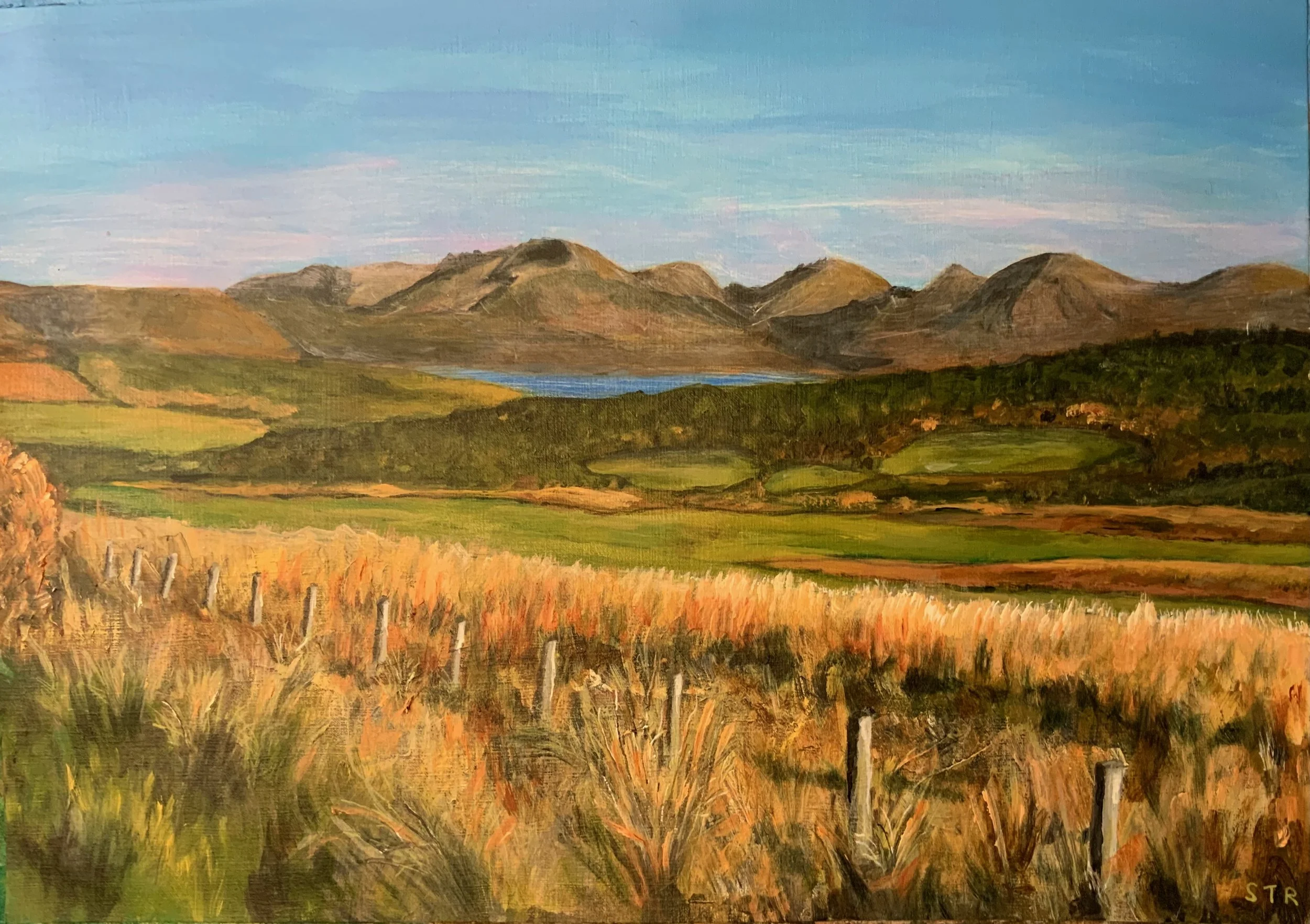 [L01] View from B8001, Kintyre (Media: Acrylic, Surface: Paper 29.7x42.0 cm ) 🔴 Sold