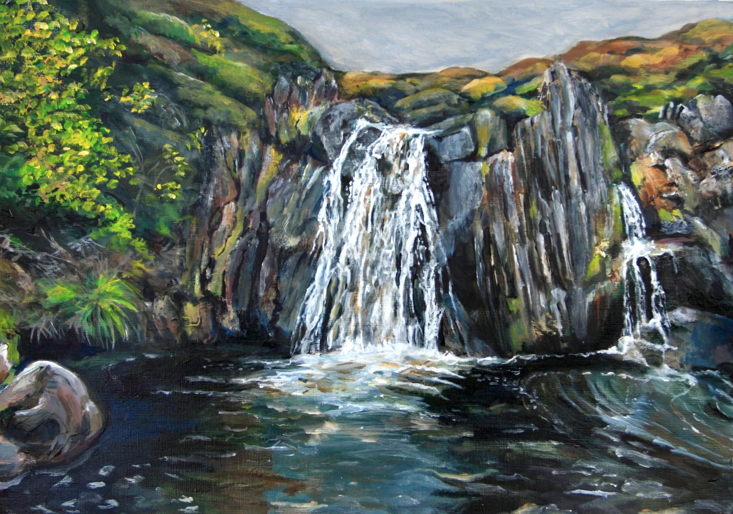  [SH05]  'Ramnahol' - on the Burn of Lunklet, Shetland (Media: Acrylic, Surface: Paper 29.7x42.0 cm) £80