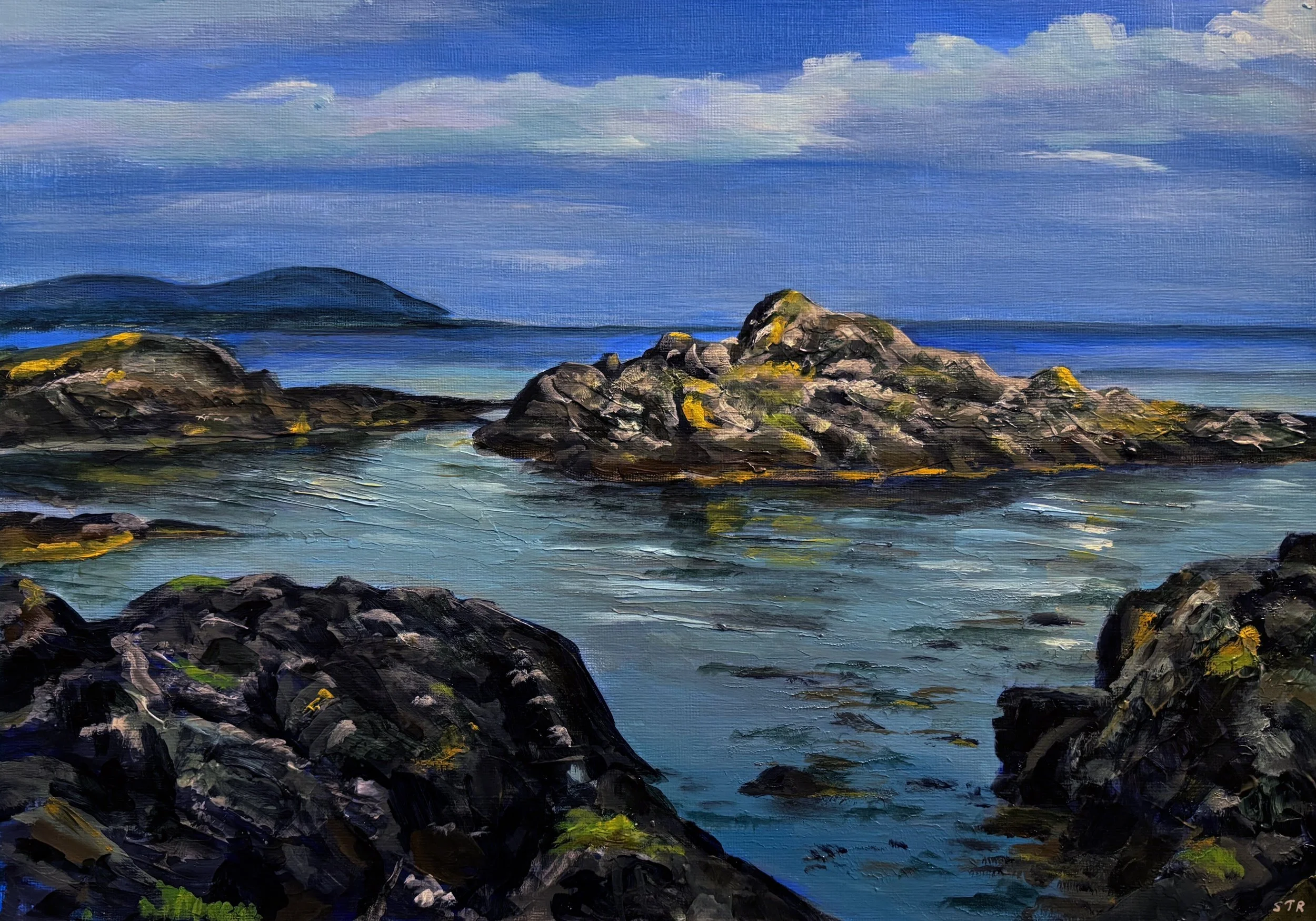 [C34] Carradale Bay Waterfoot end (Media: Acrylic, Surface: Paper 29.7x42.0 cm) £70