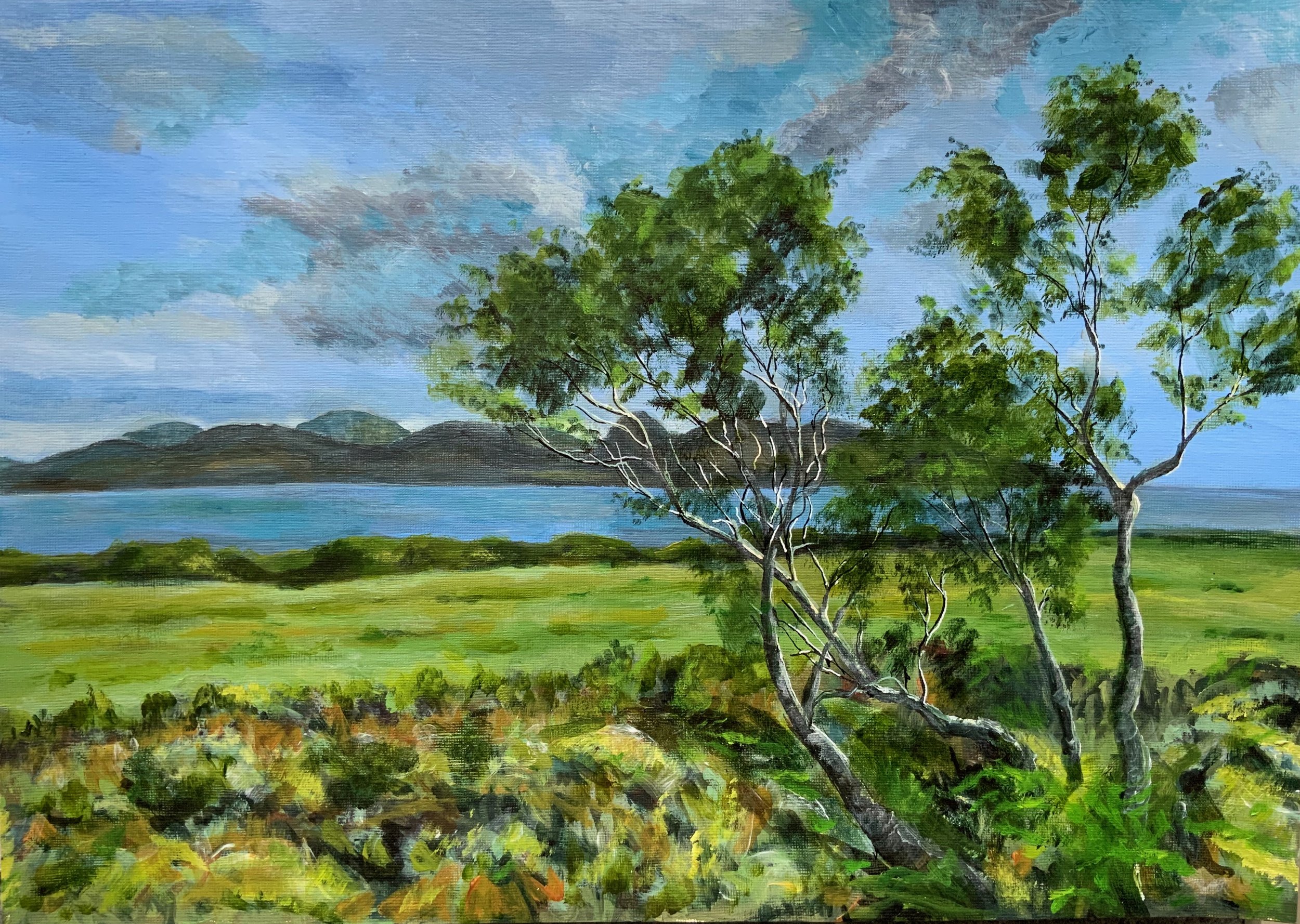 [T03] Arran from Kintyre 01 (Media: Acrylic, Surface: Paper 29.7x42.0 cm) Original £80