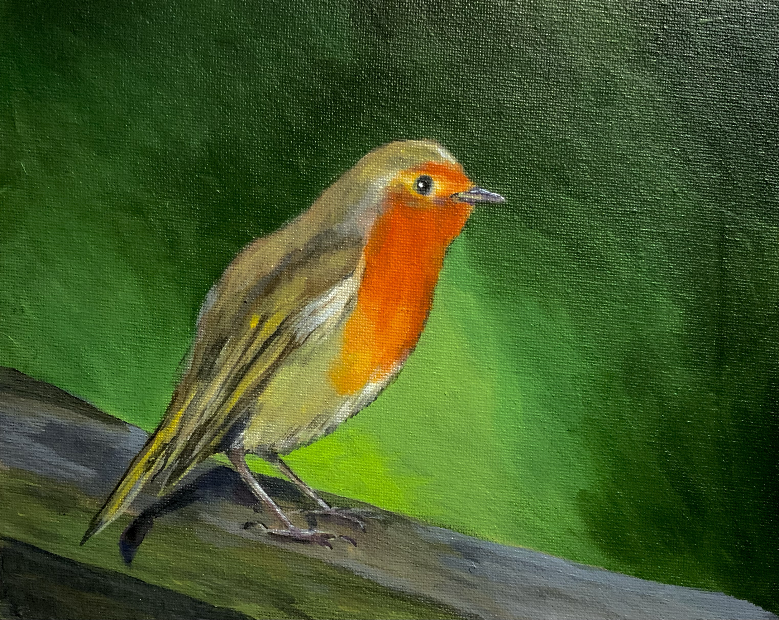 Robin (Media: Acrylic, Surface: Canvas Board 4"x5")