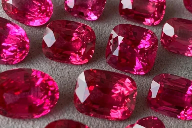Top quality Mahenge spinel displaying vivid neon pink to red colour, one of the most sought after varieties of spinel known for its exceptional saturation and rarity.