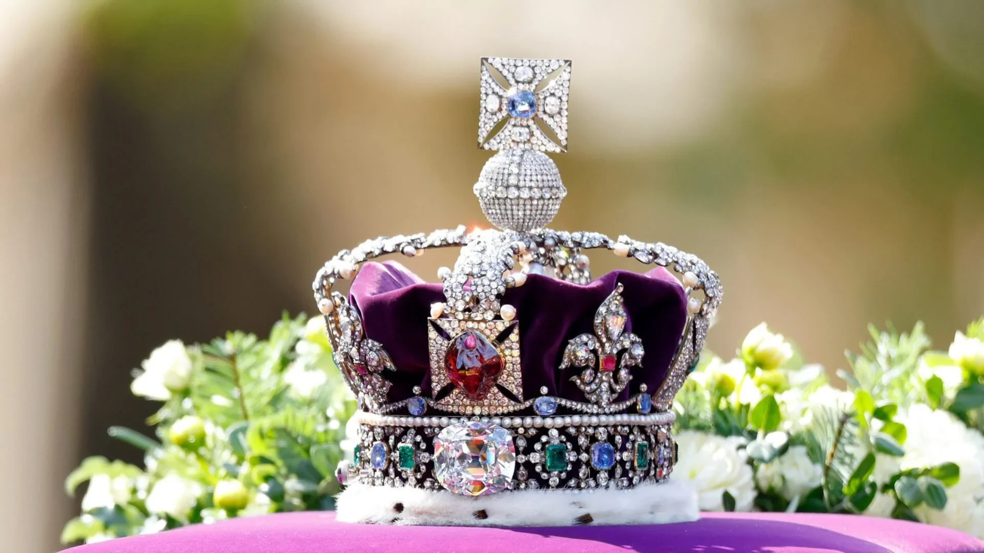 The Black Prince’s Ruby, a historic red spinel set in the Imperial State Crown of the British Crown Jewels.