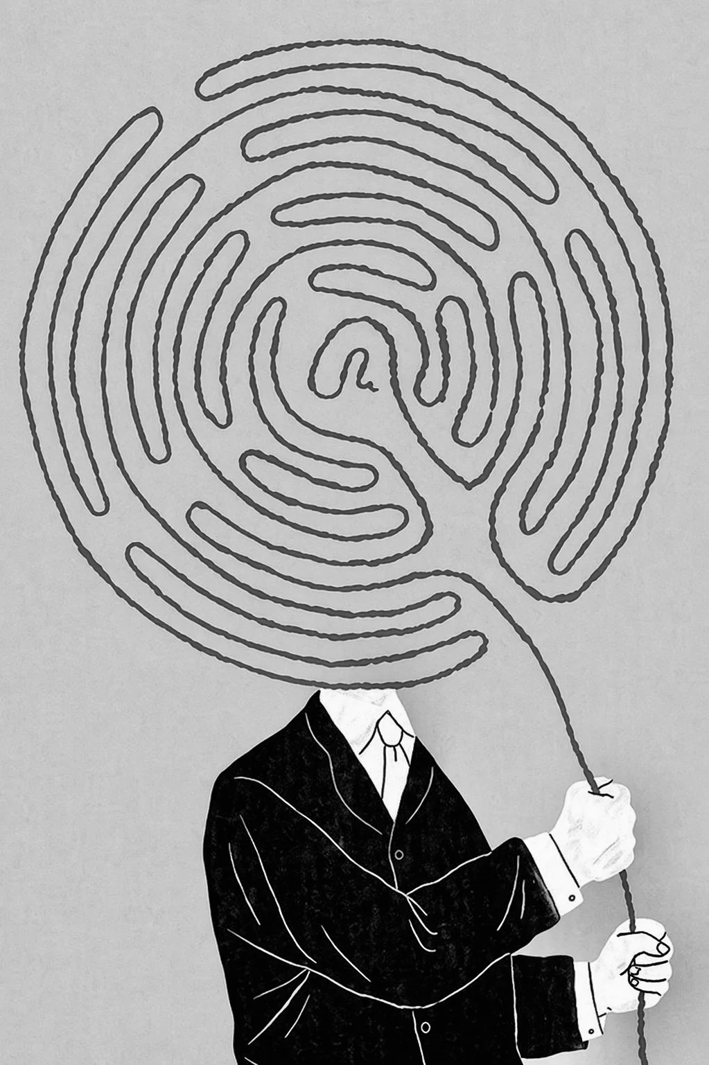 Kreativ metafor for psykologisk introspektion og kritisk tænkning i hverdagens mentale kaos.