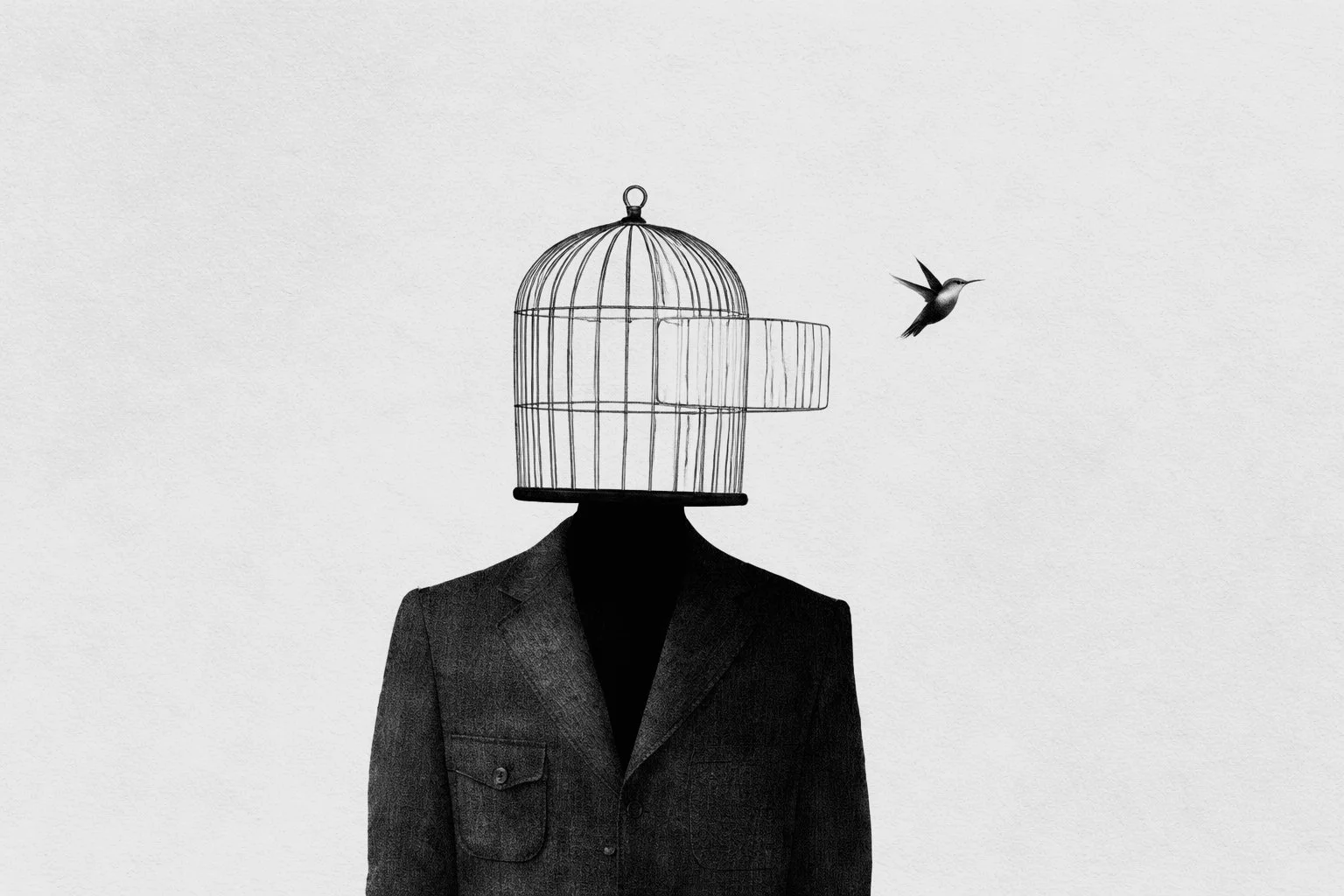 En symbolsk fremstilling af menneskets indre fængsel og vejen mod autentisk frihed. Udforsk hvordan eksistentiel terapi hjælper dig med at bryde mønstre og finde mening.