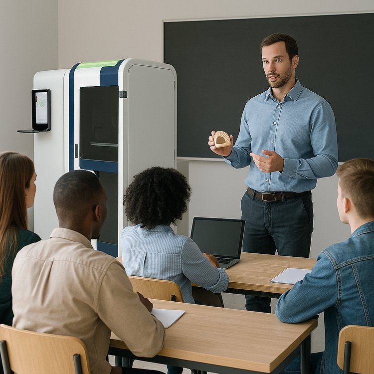 Un enseignant donne une leçon à ses étudiants dans une salle de classe moderne.