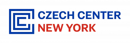 Czech Center New York logo with stylized blue geometric design and bold blue and red text