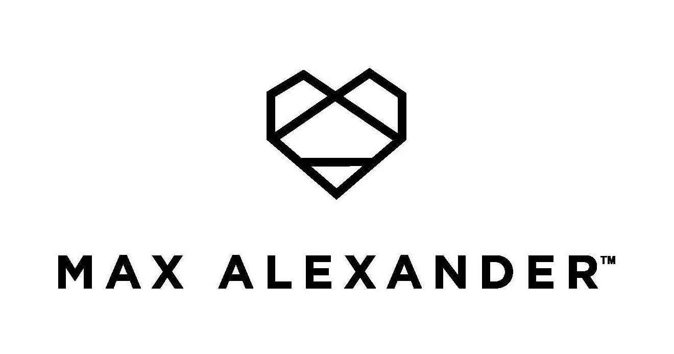 Logo featuring a heart-shaped geometric design above the text 'MAX ALEXANDER'.