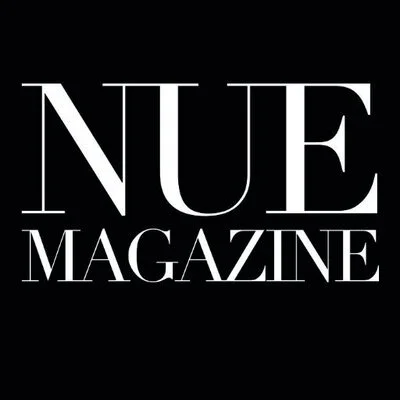 NuE Magazine logo in white text on a black background.