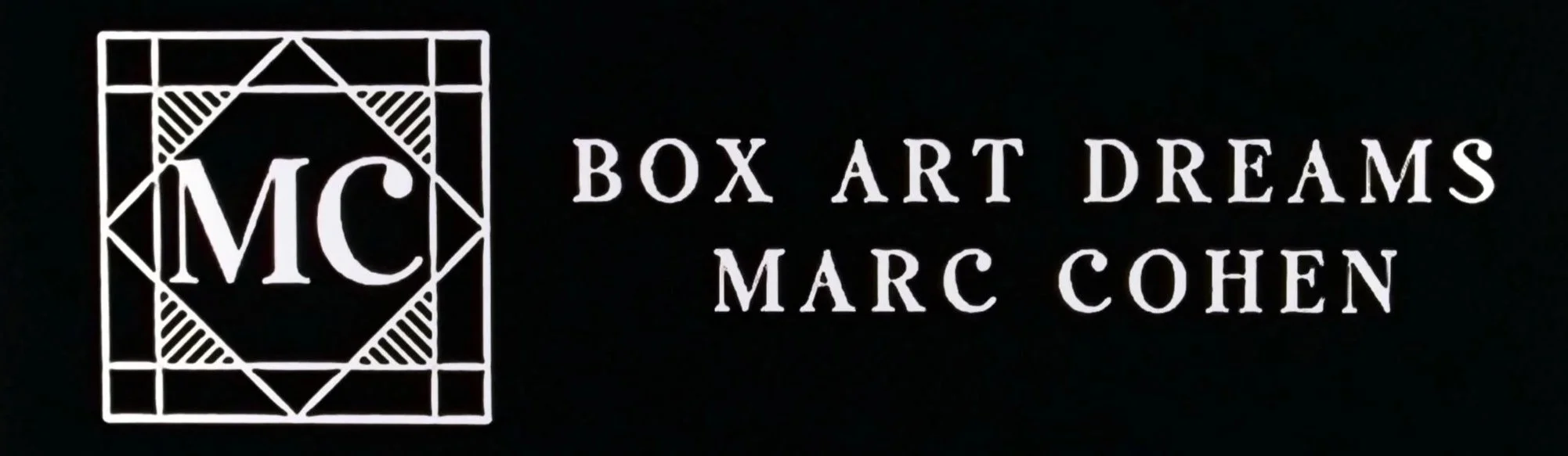 Logo for Marc Cohen's Box Art Dreams, featuring geometric design and text.
