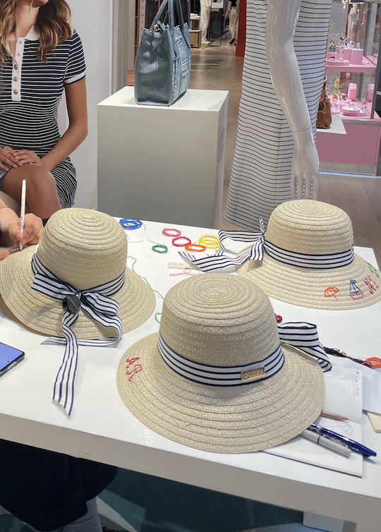 Ateliers broderies sur chapeaux pour toutes les Galeries Lafayette  de France en collaboration avec Gues