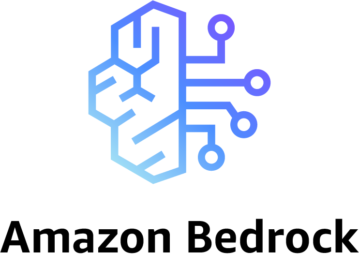 En digital grafikk med blå og lilla nyanser som viser logoen til AWS bedrock