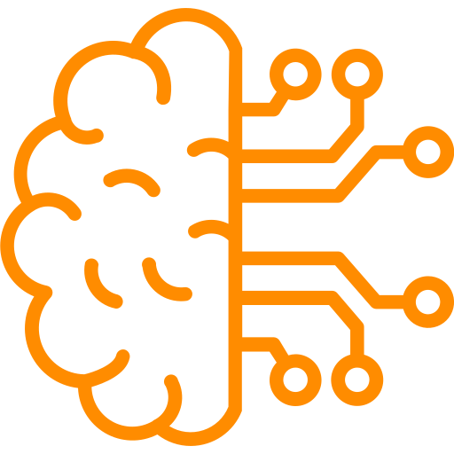 Oransje tegning av en AI agent