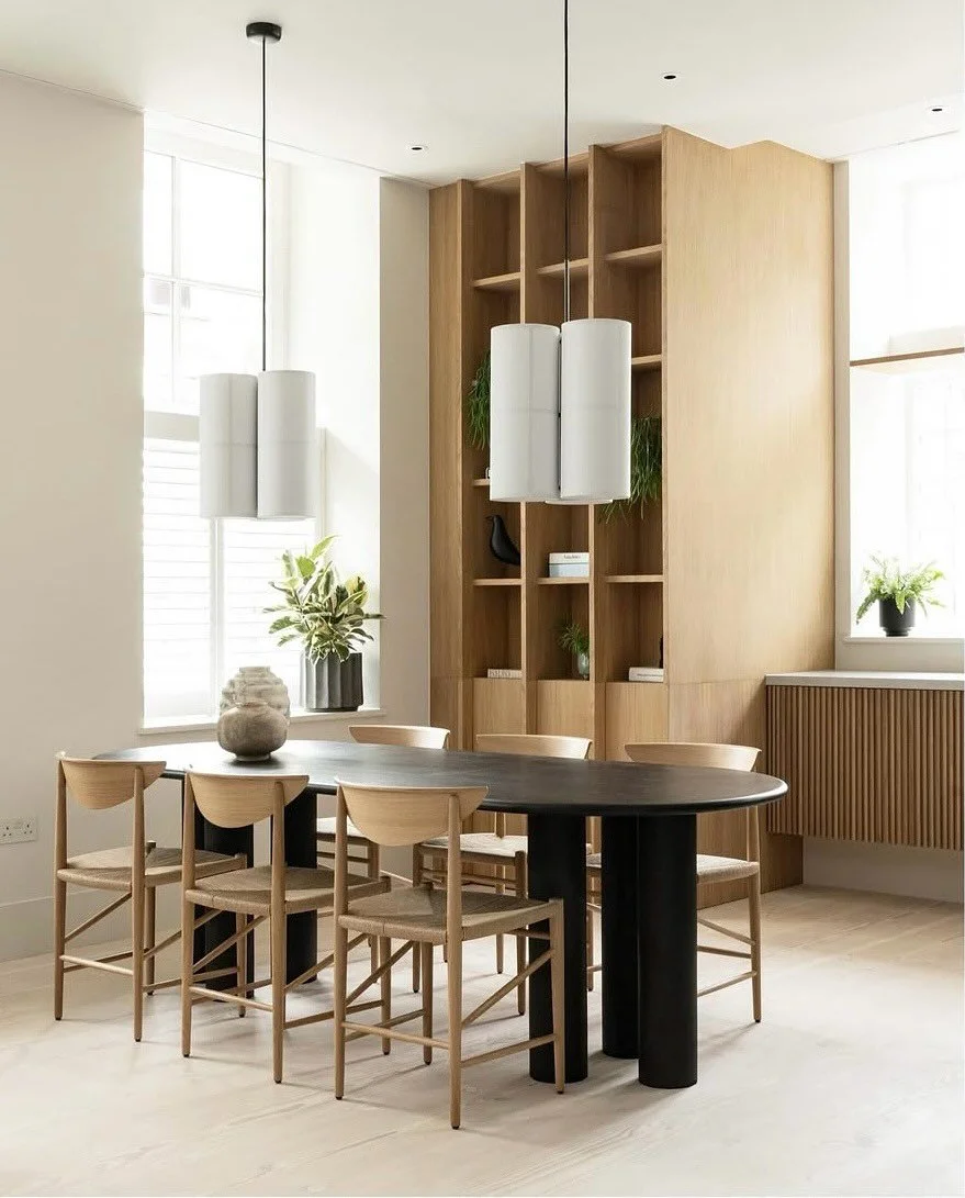 Six-Legged Oval Dining Table in Black Oak, in this project by @yellowcloudstudio 

We offer all our pieces in multiple finishes to suit your home or project, and as each is made to order for you, we can tailored in size to fit perfectly.