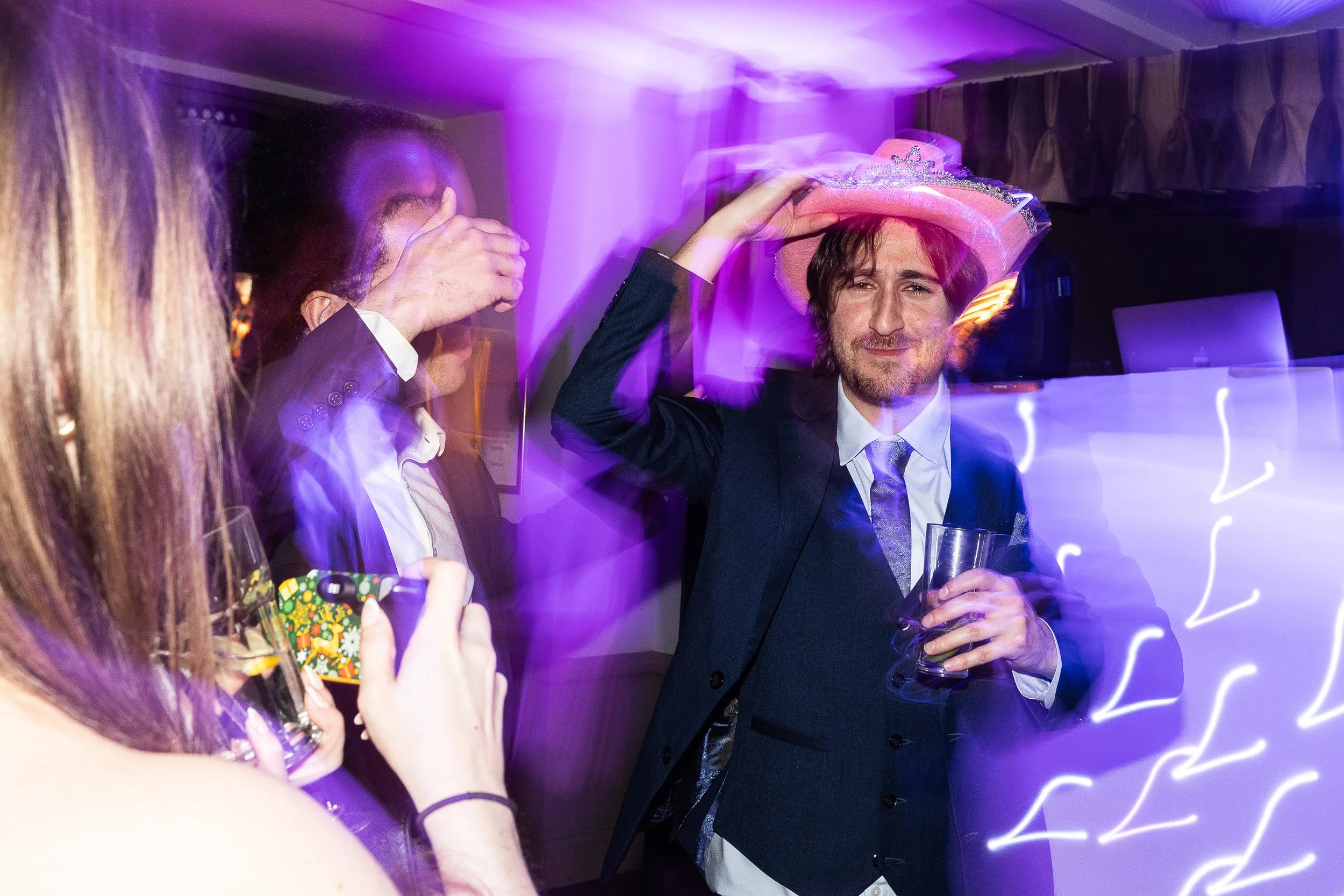 wedding guest on the dancefloor at this Hertfordshire wedding 