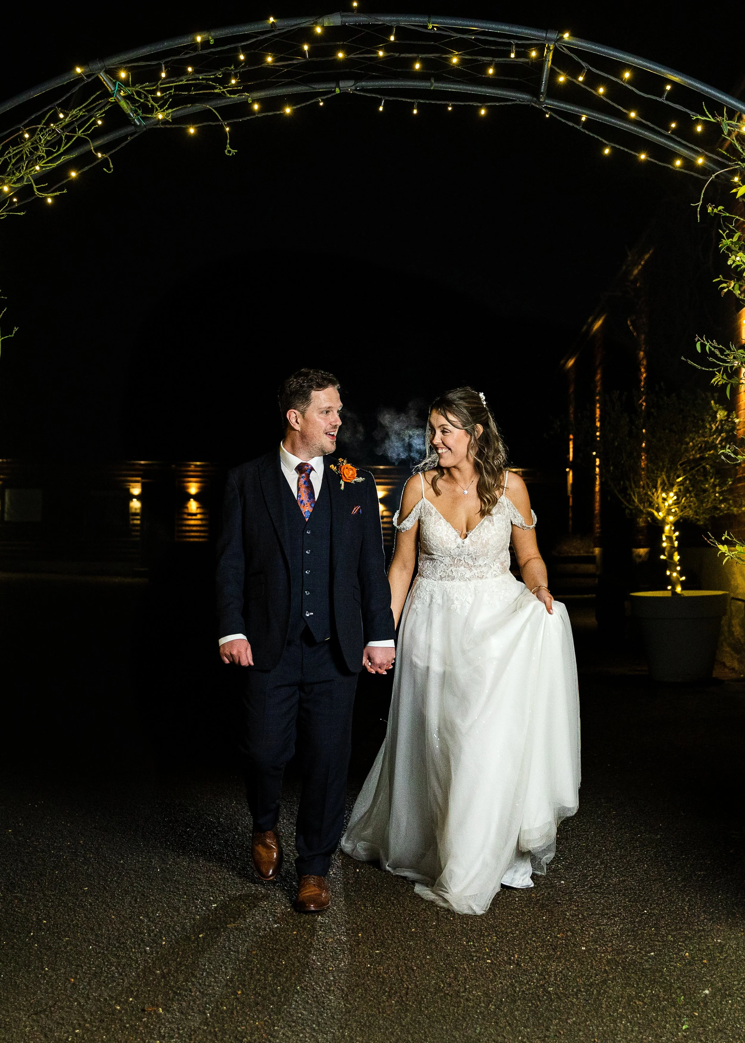 Bride and Groom at their Christmas wedding at Milling Barn Hertfordshire