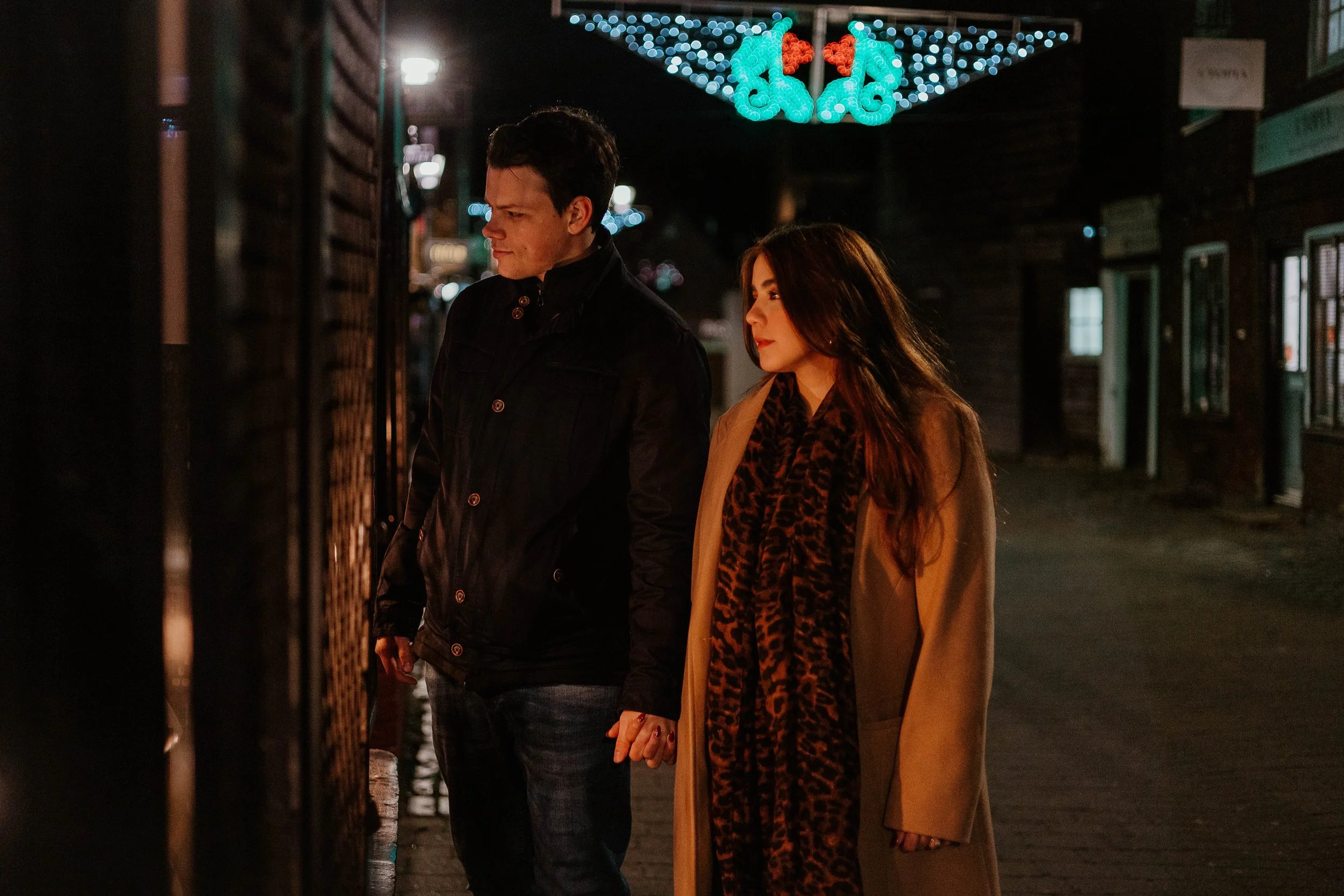 Newly engaged couple shopping for wedding rings in Hertfordshire