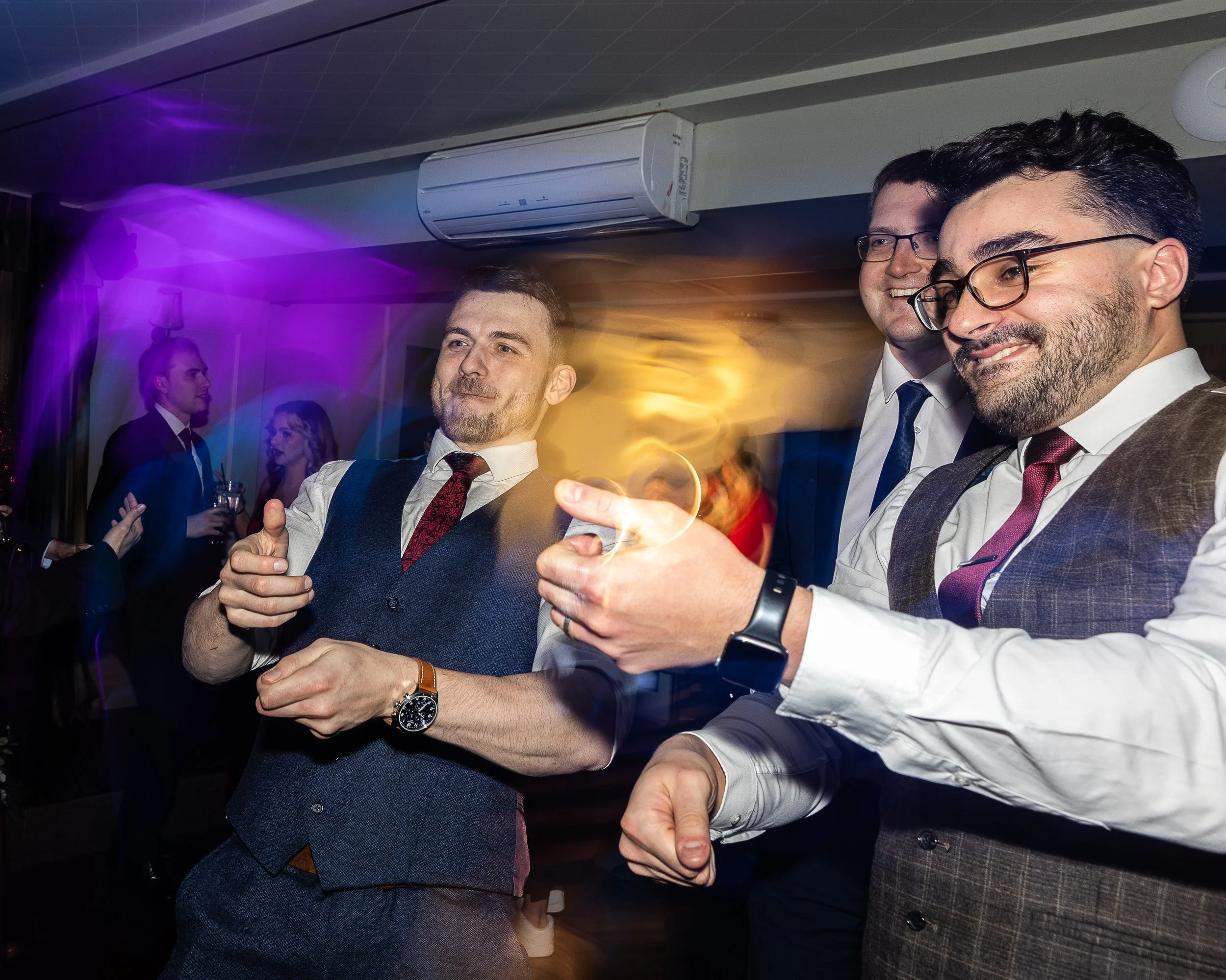 Wedding guests partying on the dancefloor at this Hertfordshire wedding 