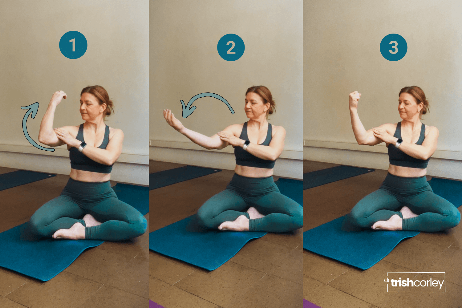 yoga teacher demonstrating three types of muscle contractions in yoga