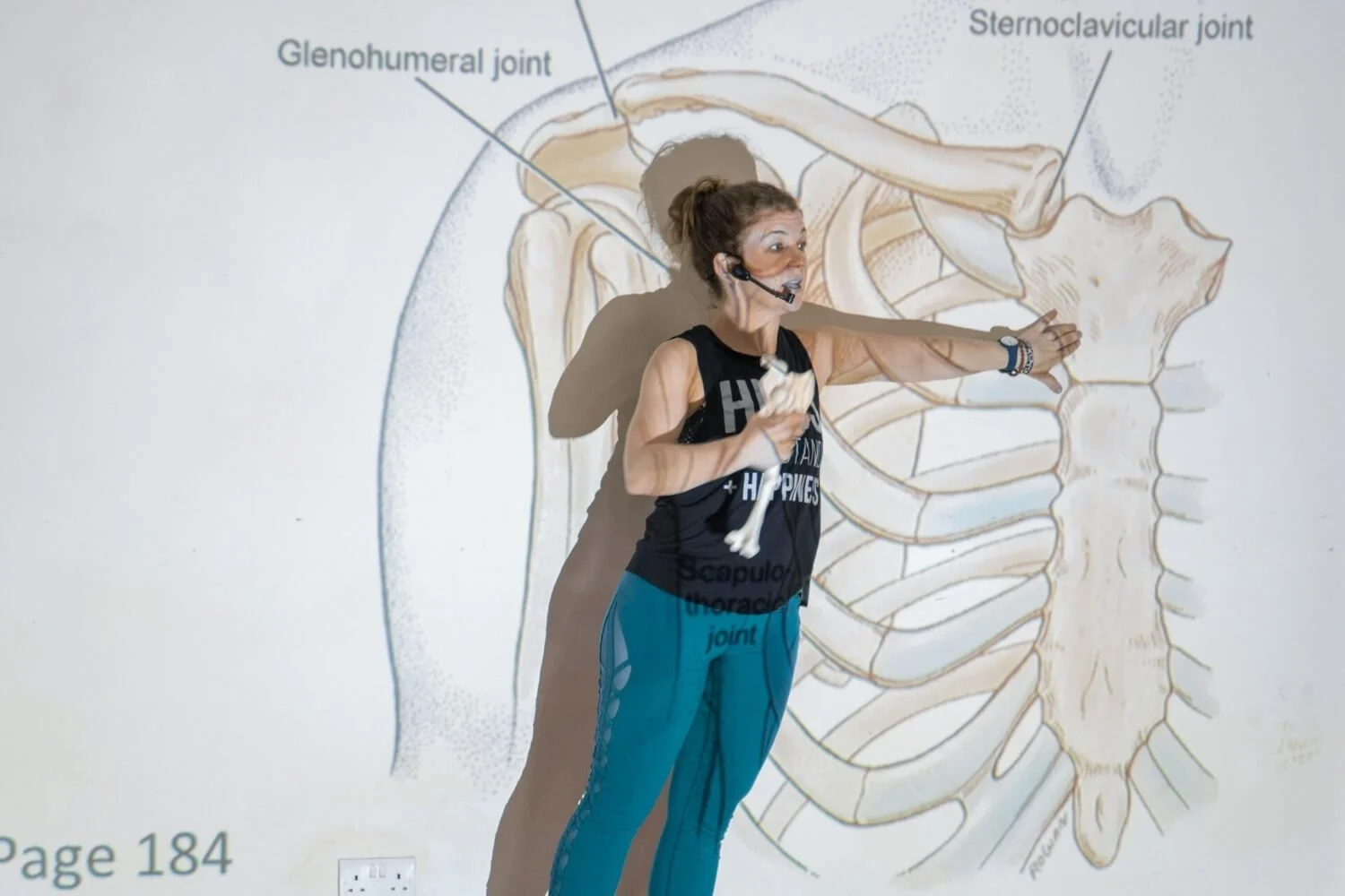 Dr. Trish Corley teaching yoga anatomy to teachers