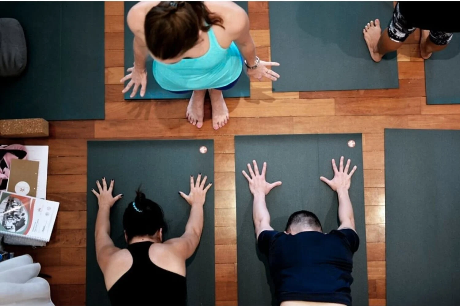 Practice teaching during a 200-hour yoga teacher training in Portugal