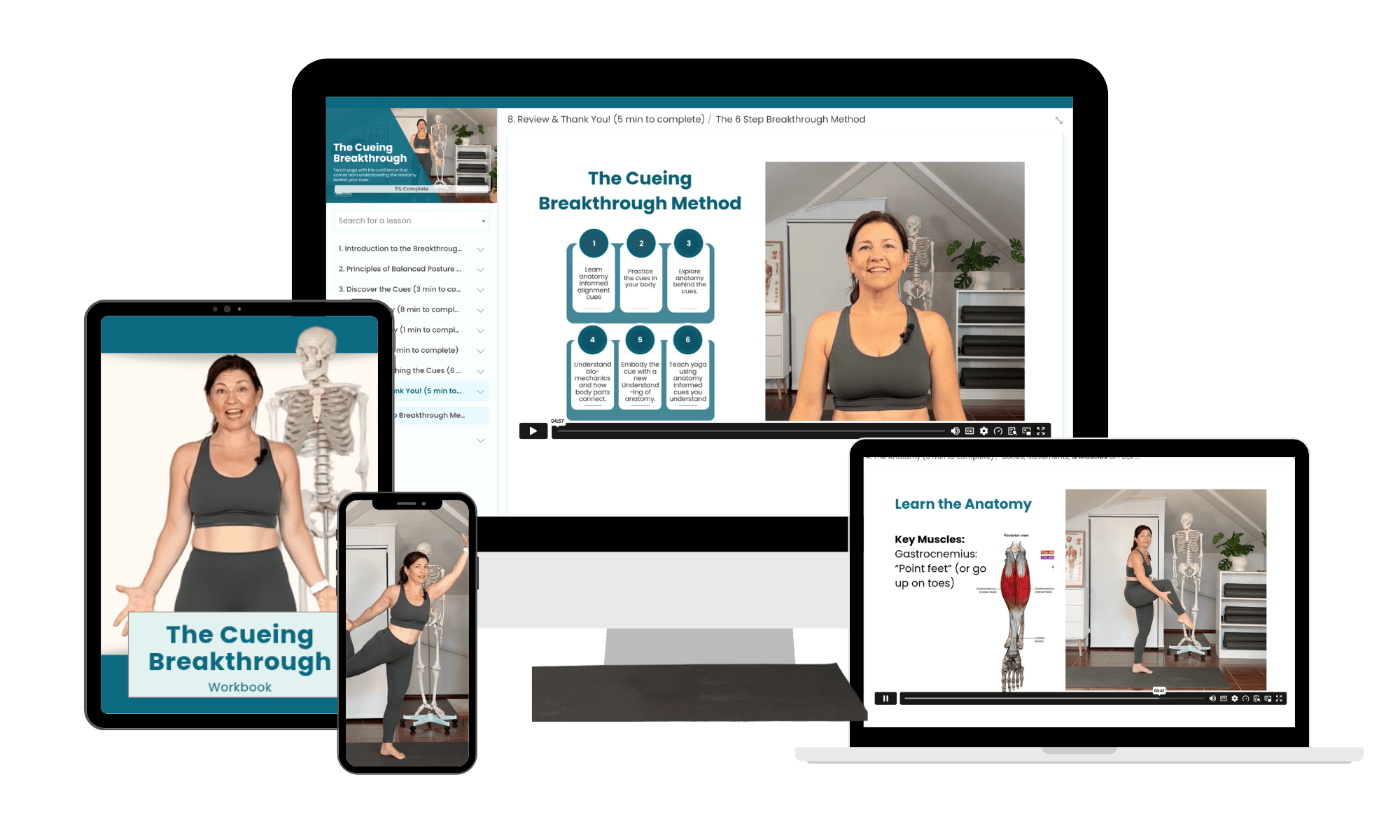 Mockup of Online Training for Yoga Teachers called The Cueing Breakthrough