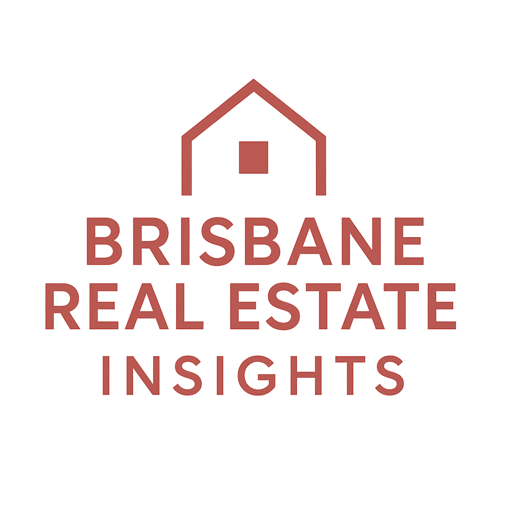 Logo for Brisbane Real Estate Insights, featuring a stylized house outline above the text.