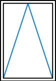 Una línea azul que forma un triángulo en un fondo blanco