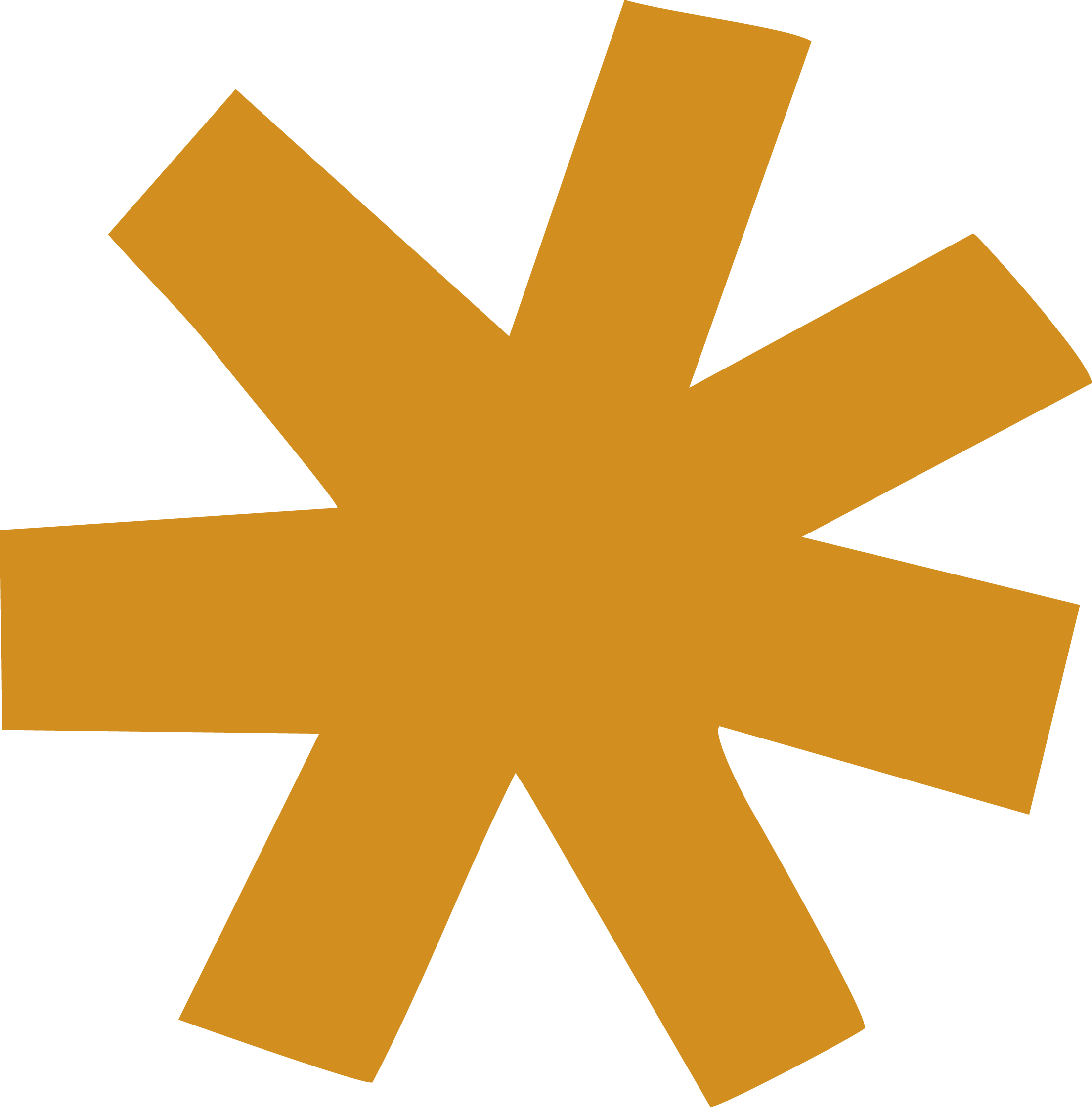 Large orange asterisk symbol on white background