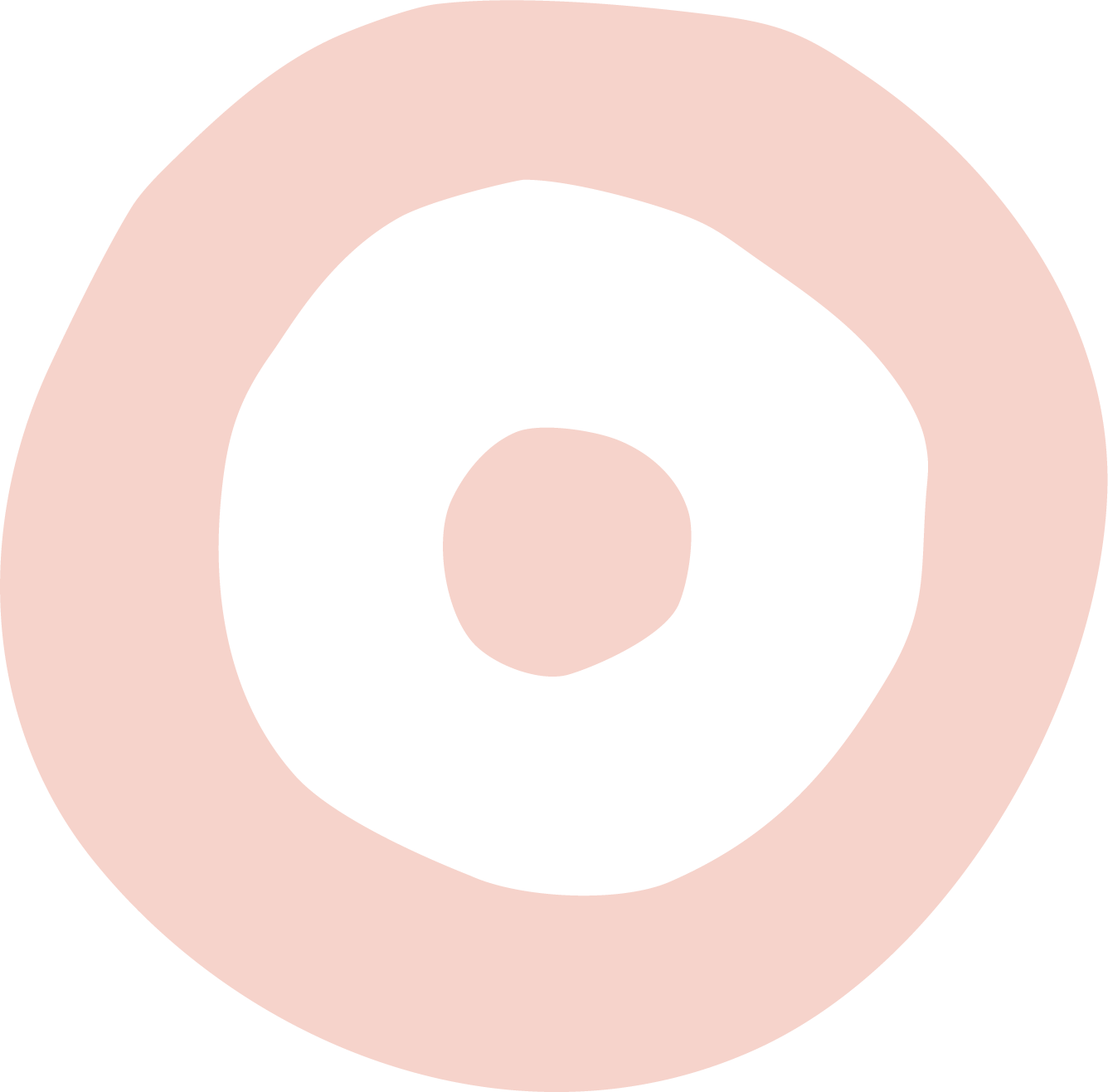 An abstract circular pattern with pink and black concentric shapes.